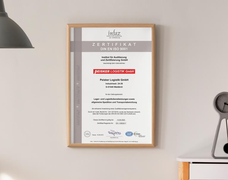 Peisker-Logistik GmbH erneut nach DIN EN ISO 9001:2015 zertifiziert